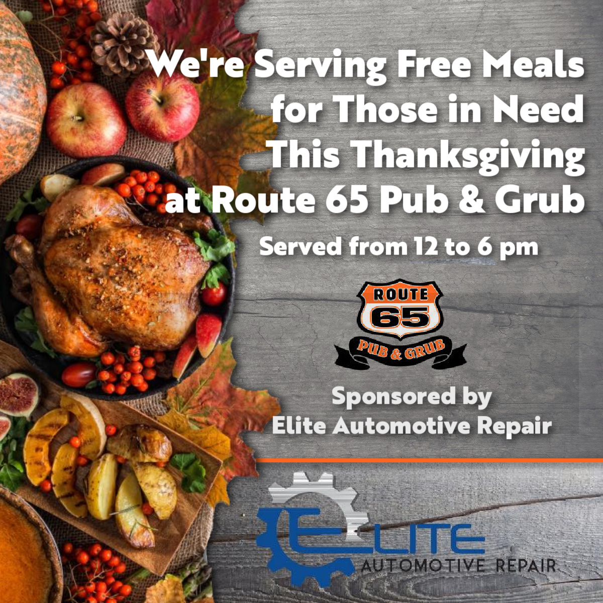 Thanksgiving Meals at Route 65 Pub n Grub East Bethel
