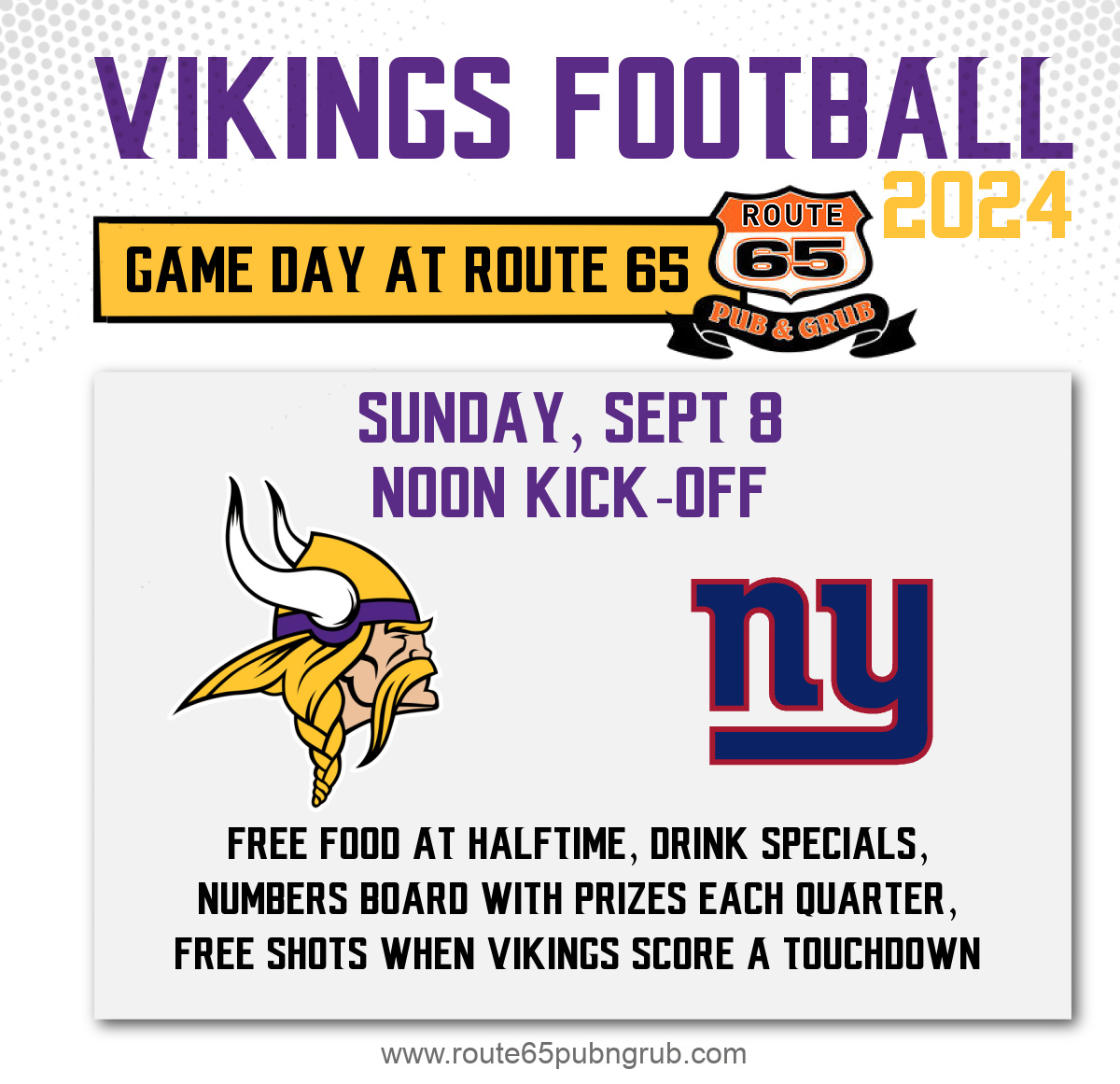 Vikings Football at Route 65 Pub East Bethel